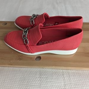 Calvin Klein Womens 6.5 Banda Lizard Loafer Shoes  Embossed Moc Toe Slip On